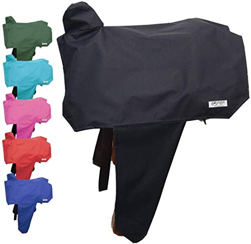 Tahoe Western-Sattelüberzug aus strapazierfähigem Nylon, wasserdicht, mit sechs elastischen Haltegurten und Steigbügelbezügen – passend für die meisten Sattelgrößen und -typen – mehrere Farben erhältlich