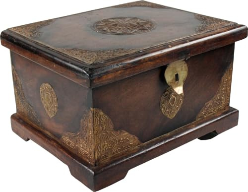 GURU SHOP Rustikale Kleine Schatztruhe, Holzschachtel, Schmuck Dose - Modell 9, 17x30x23 cm