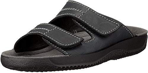 Rohde 1987 Soltau H Schuhe Sandalen Pantoletten Leder Clogs, Größe:44 EU, Farbe:Schwarz