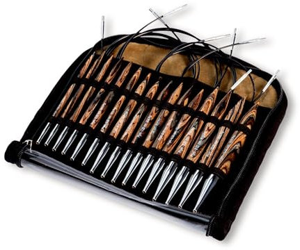 Prym 223800 Rundstricknadel Set 4–10 mm | Austauschbare Nadeln aus Holz mit Seilen | Stricknadel-Set in Etui | 8 Nadelpaare + 4 Seile | Naturfarben | Für Rundstrick & Jackenprojekte