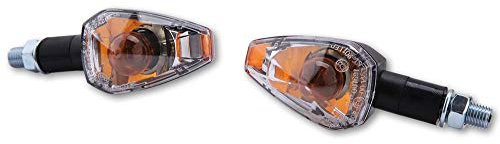 SHIN YO Blinker BIG PEAK, kurz (Black) | Kurzer Gummiarm, schwarzes Gehäuse mit gelber Spitze; 2x Blinkleuchte, 12V Halogen, dreieckig, Lichtfarbe Orange, ECE geprüft
