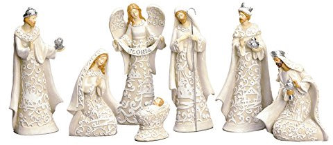 Nativity Sets Exclusive 7-Piece Nativity Set, Features The Holy Family with The 3 Kings and a Gloria Angel, 7.5-Inch