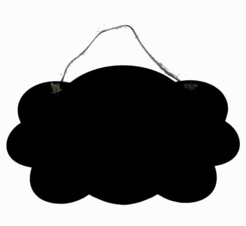 Kreidetafel Wolke 48x28cm Kreidetafel zum aufhängen – Kleine Tafel zum Beschriften mit Juteseil - Wiederverwendbare Tafel für Küche, Hochzeit, Café, Deko - Chalkboard Schwarz aus Kunststoff