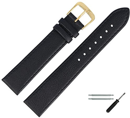 MARBURGER Uhrenarmband 18mm Leder Glatt Mit Naht - Werkzeug Montage Set 75918