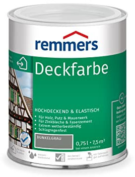 Remmers Deckfarbe dunkelgrau, 0,75 Liter, Deckfarbe für innen und außen, Wetterschutzfarbe viele Untergründe, hochdeckend, wetterfest
