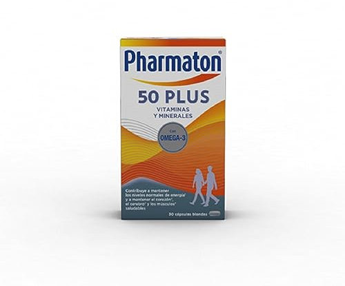 Pharmaton 50+ - Multivitamínico con Omega 3-30 cápsulas - Ayuda a mantener la energía a partir de los 50 años