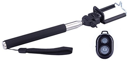 NK NK-BS3053-CR - Palo Selfie con Control Remoto Bluetooth (220-1000mm, Alcance de 10 Metros, Android/iOS) Negro