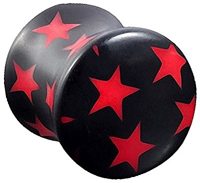 Piercingfaktor Ohr Plug Flesh Tunnel Piercing Ohrpiercing Double Flared Sterne Rot 12mm