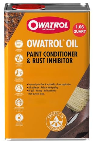 OWATROL – RUSTOL – Antirouille Incolore - Stop Rouille Pénètrant Surfaces Métalliques Plastiques Verre Bois - Apprêt et Sous-Couche – Vernis Antirouille Multi-Surfaces – 1 L