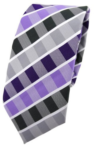 TigerTie - corbata estrecha - morado lila gris antracita blanco rayas