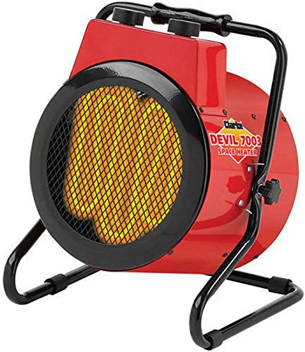 Clarke Devil 7003 3kW Industrial Electric Fan Heater, Adjustable Thermostat, Overheat Protection, Heavy-Duty Steel Design for Workshops, Garages & Factories (230V)