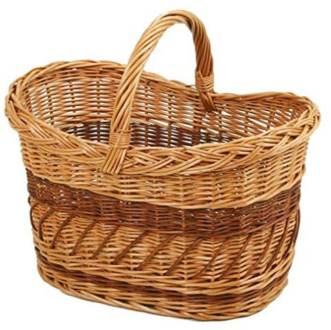 Panier ovale osier buff/teinté filet