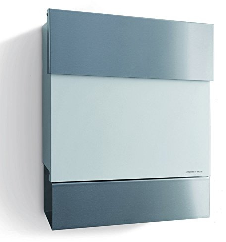 Briefkasten Letterman 5 weiß mit Edelstahl Zeitungsrolle + Klappe, radius design