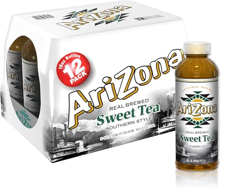 AriZona Southern Style Sweet Tea, Premium Brewed, 16 Fl Oz (Pack of 12)