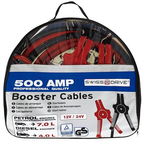 S SUMEX Cables de Arranque para Batería de Coche Pinzas de Batería en Bolsa para Guardar 350A 3,5 Metros 25 mm GS – Tüv