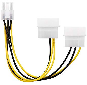 adaptare 35106 2-mal 4-polig IDE Molex auf 1-mal 6-polig PCI-E Strom-Adapter-Kabel für Grafikkarte 15 cm