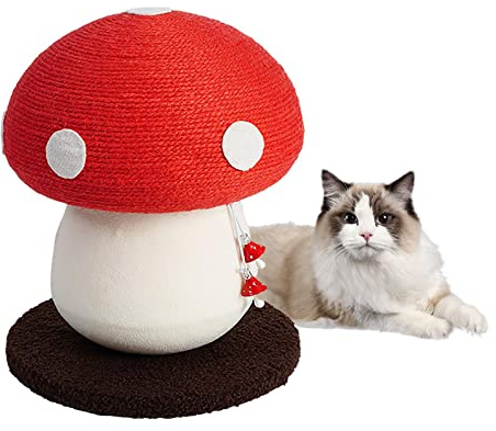 Niktule Pilz-Katzenkratzer | Sisal-Seil-Pilz-Kratzbaum mit baumelndem -Pilz-Katzenspielzeug - Cat Paw Übungskratzbaum für Indoor Scratch, schützt Ihre Möbel vor Katzenkratzern