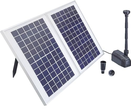 Pontec 43326 PondoSolar 1600, schwarz - Wasserspielset mit leistungsstarker Fontänenpumpe, Solarstromsystem, Solarwasserspielpumpe