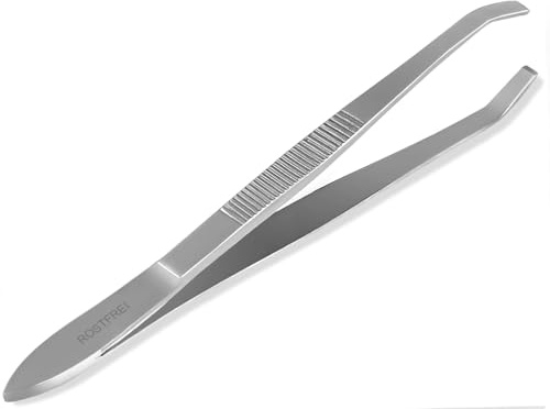 Gerade Augenbrauen Zupfpinzette Epilier Pinzette aus Edelstahl 9,5 cm | Rostfreie Augenbrauenpinzette zum Zupfen von kleinsten Härchen oder Gesichtshaaren bei der präzisen Haarentfernung