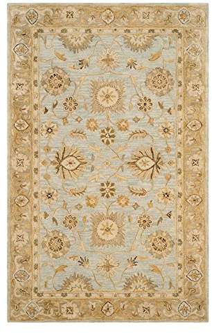 Safavieh Antiquities Collection AT856B Handmade Traditional Oriental Light Blue and Sage Wool Area Rug (3' x 5')