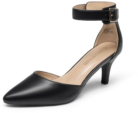 DREAM PAIRS Women‘s Kitten Heels Ankle Strap Pumps | 2.5 Kitten Heel, Classic Closed Pointed Toe, Ankle Strap, Soft Insole, Versatile for Wedding Party Work