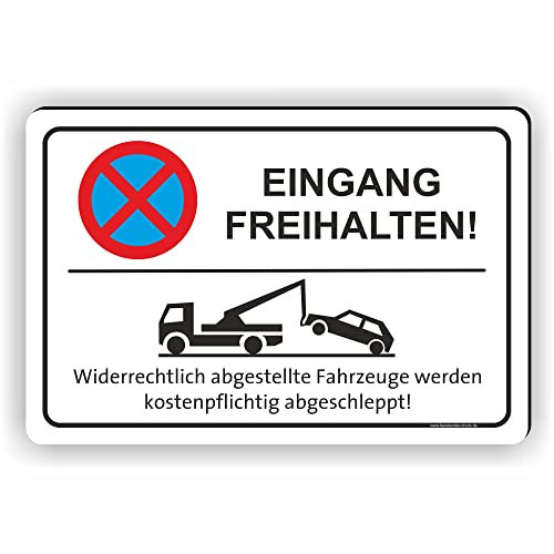Fassbender-Druck SCHILDER - EINGANG FREIHALTEN - Parken verboten Schild - Schild zum Markieren vom absoluten Parkverbot/Parkverbotsschild - Aluverbundplatte für Ihren Ausgang (30x20cm Schild)