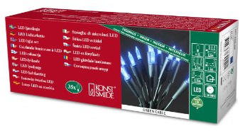 Konstsmide LED Minilichterkette, 35 blaue Dioden, 230V, Innen, grünes Kabel - 6302-400