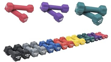 Bad Company Neopren Hanteln 0,5kg bis 5kg farbig I Kleine Hantel gummiert für Fitness Gymnastik Aerobic Zuhause I Home Gym Kurzhanteln für Frauen Männer I Dumbbells