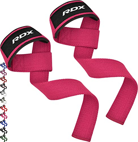 RDX Straps Palestra, Cinghie Sollevamento Pesi Fascette per Stacchi, 5MM Neoprene Imbottita Supporto Polsa, Gym Fitness Lifting Bodybuilding Powerlifting Allenamento Accessori Fasce Polsi