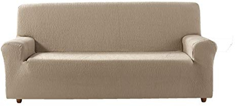 Estoralis Beta | Funda Sofá de Diseño Moderno | Tejido Elástico Beige | para 3 Plazas (de 170 a 220 cm.) | Máxima Adaptabilidad a Todo Tipo de sofás