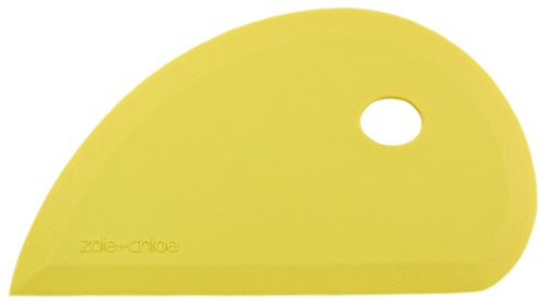 Zoie + Chloe Multipurpose Silicone Bowl Scraper - Dough Scraper for Cleaning Mixing Bowls, Baking Pan - Silicone Scraper Spatula For Painting, Smoothing, Frosting, Cake Decorating - Yellow, 7x3.75