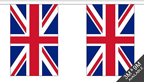 Flagtex Union Jack Giant Fabric Bunting – 18.25m with 30 Large Flags – Fabric for Indoor & Outdoor Use – String Flags Banners UK British Great Britain England Scotland Wales
