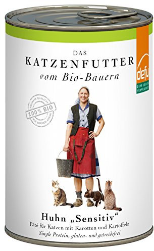 defu Katzenfutter | 12 x 410 g | Pate Bio Huhn Sensitive | Alleinfuttermittel Premium Bio Nassfutter für Katzen