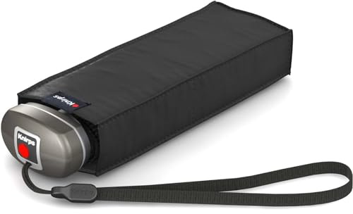 Knirps Taschenschirm Travel - Black mit silberfarbenem Griff
