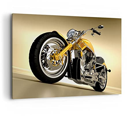 ARTTOR Wandbilder Dekoration Wohnzimmer Motorrad Chrom Rad Bilder auf Leinwand 120x80cm Leinwandbild Schlafzimmer Küche Deko Wand Kunstdruck Art Groß XXL Wanddeko Bild Wall Decor Canvas AA120x80-0168