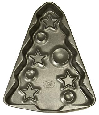 Vespa Molde para tartas con forma de árbol de Navidad antiadherente, metal, negro, único