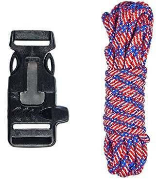 PARACORD PLANET Machen Sie Ihr Eigenes Überleben Armband mit Unseren 20 'Paracord und Firestarter/Whistle Schnalle Kit, Stars and Stripes