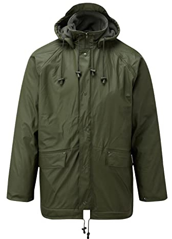 Fort - Flex Lined Jacket - Green - Large - Mens Waterproof Jackets - Comfortable & Stylish - Features Welded Seams - Detachable Hood - Fleece Lining