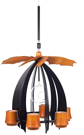 Weihnachtspyramide 1-stöckige Hängepyramide NOVA mit Teelichter - anthrazit/orange - 33cm - Original Erzgebirge - Dregeno Seiffen