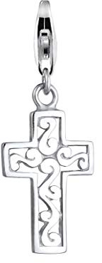 Nenalina Kreuz Karabiner Charm Anhänger Bettelarmband 925 Silber | Damen-Charm-Anhänger für alle gängigen Charmträger Charm-Club Clasp-Charms 925er Sterling-Silber