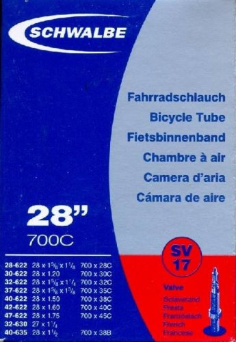 SCHWALBE Fahrradschlauch SV17 mit Sclaverantventil ~ 27/28 ~ 28/47-622/635 mm (28 x 1 1/4 - 1,75 Zoll)
