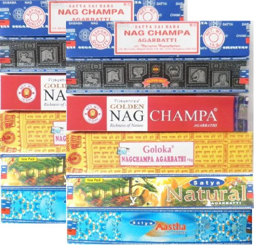 Satya Räucherstäbchen Satya Nag Champa 12 Boxen 6 Nagchampa-Düfte Raumduft