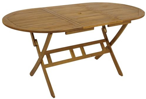 DEGAMO Gartentisch Klaptisch Landhaus 85x160cm, Akazie braun geölt, FSC®-Zertifiziert, klappbar, Outdoor