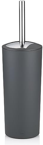 kela Klobürste grau matt mit Behälter 36,5 cm, Toilettenbürste MARTA mit wechselbarem Bürstenkopf, WC Bürstengarnitur