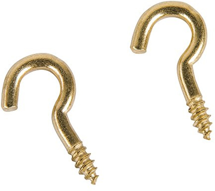 Rayher 8936966 Schraubhaken, gebogen, SB-Btl. 24 Stück, messing, 20 mm