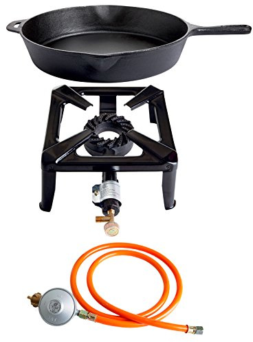 PaellaWorld Paella World International Kit réchaud à gaz réchaud avec poêle en Fonte et gaz Kit de Connexion Multicolore, 3 pièces
