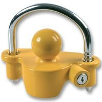 Universal Trailer Hitch Lock for Standard 50mm Couplings – Heavy-Duty Anti-Theft Tow Hitch Lock, Alloy Steel & Aluminum, Bright Yellow, 2 Safety Keys Included