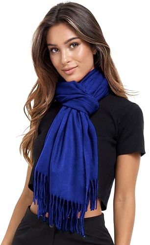 Glamexx24 XXL damhalsduk lång halsduk dam poncho halsduk överdimensionerad filt halsduk enfärgad vinterhalsduk extra lång halsduk varm halsduk, Kungsblå, En Storlek