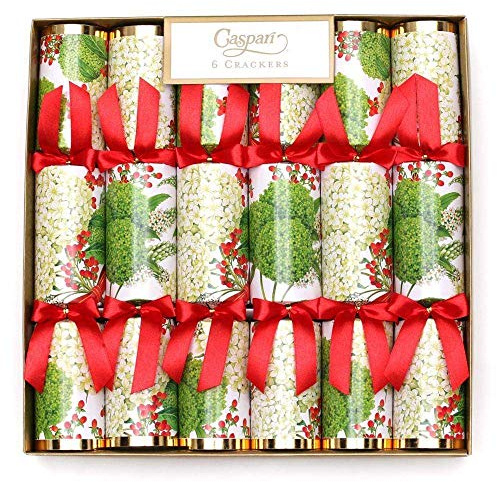 Caspari Snowball Hydrangeas Celebration Christmas Crackers, 31cm, 6 Count