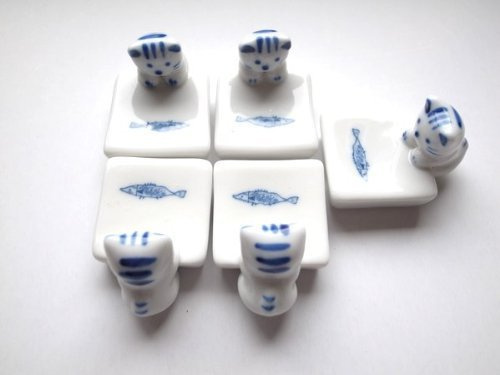 5 pieces cat stare at fish chopstick rest (japan import)